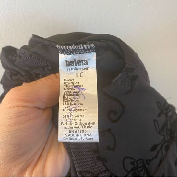 WEISSMAN Balera Dance Costume black tutu skirt flocked mesh dress D9329 child LC - Picture 12 of 15